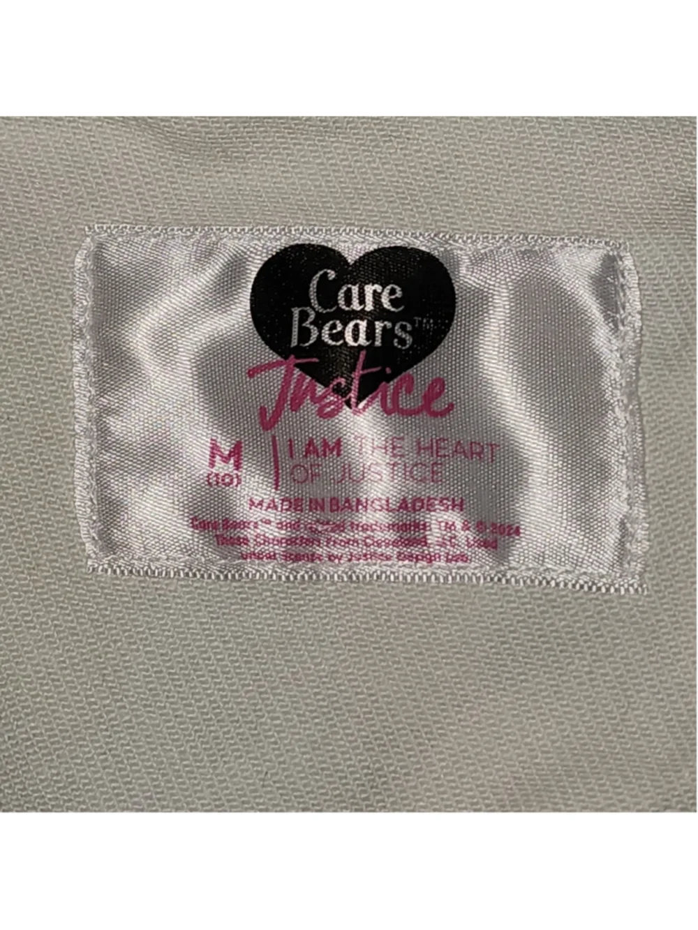 Care Bears Justice Denim Jacket Youth Size M 10 Split Color White Blue Patchwork